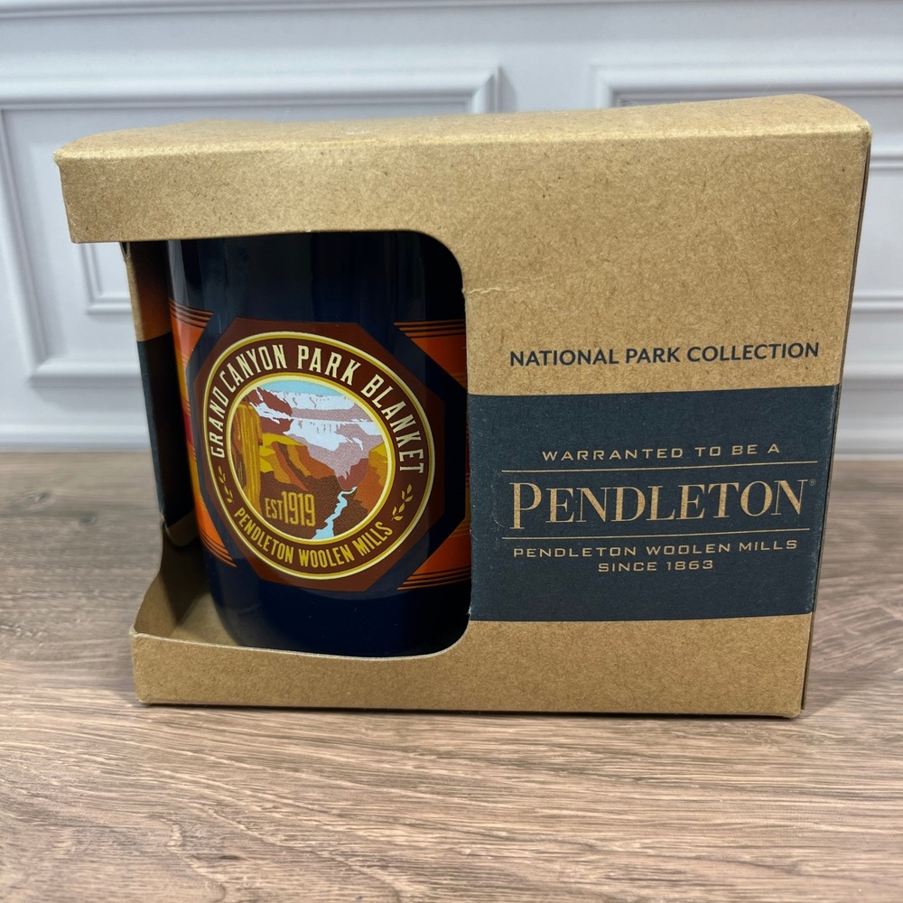 Pendleton Coffee Tea Mug 18oz Navy Grand Canyon National Park Blanket Ceramic
